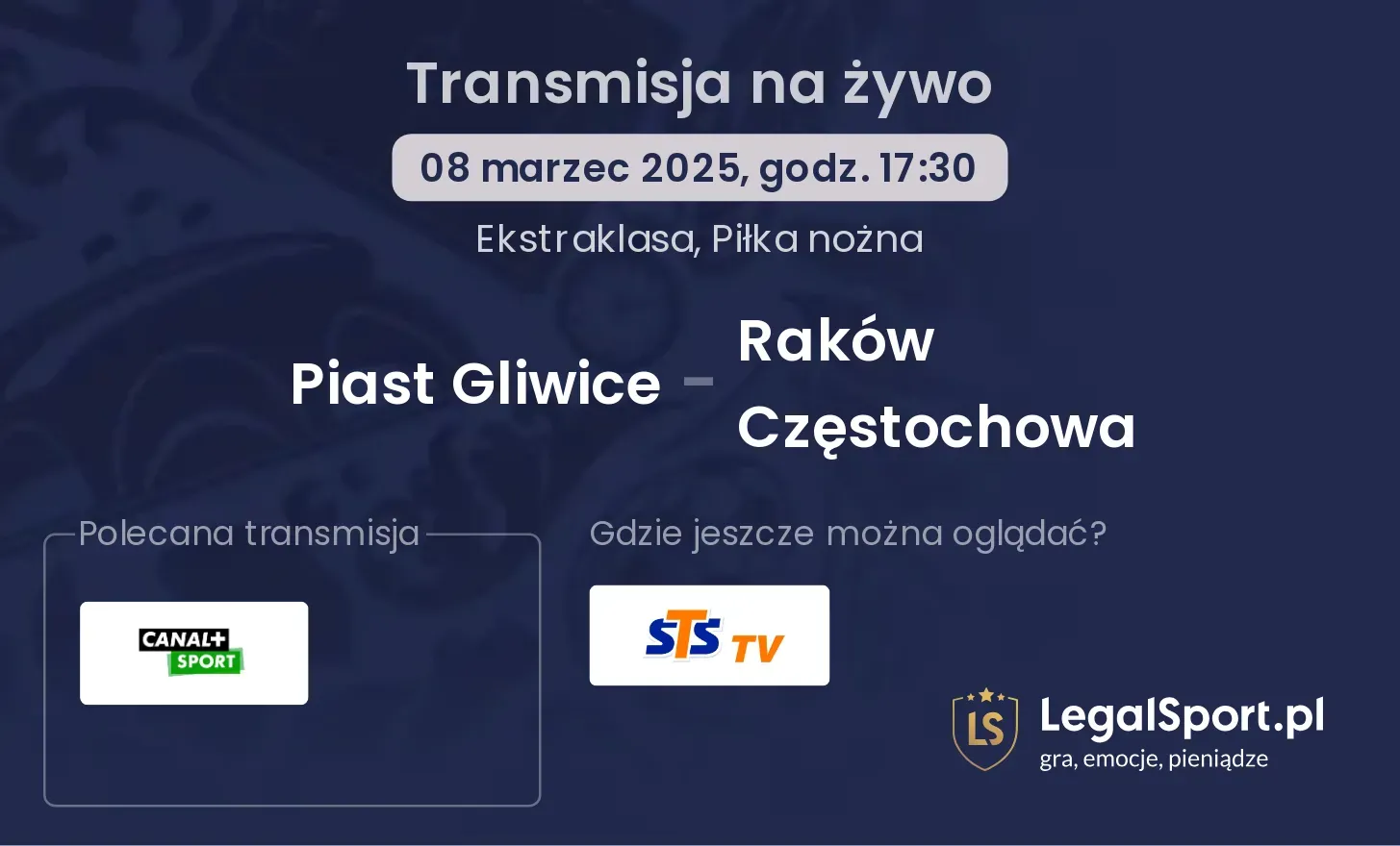 Piast Gliwice - Raków Częstochowa gdzie oglądać?