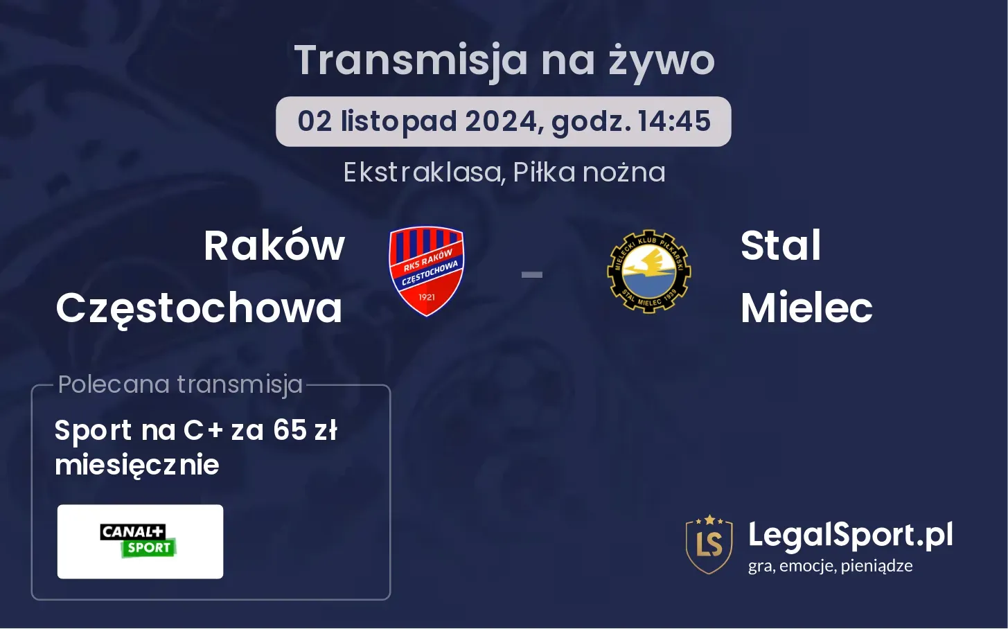 Stal Mielec - Raków Częstochowa gdzie oglądać?