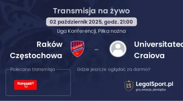 Raków Częstochowa - Universitatea Craiova gdzie oglądać?