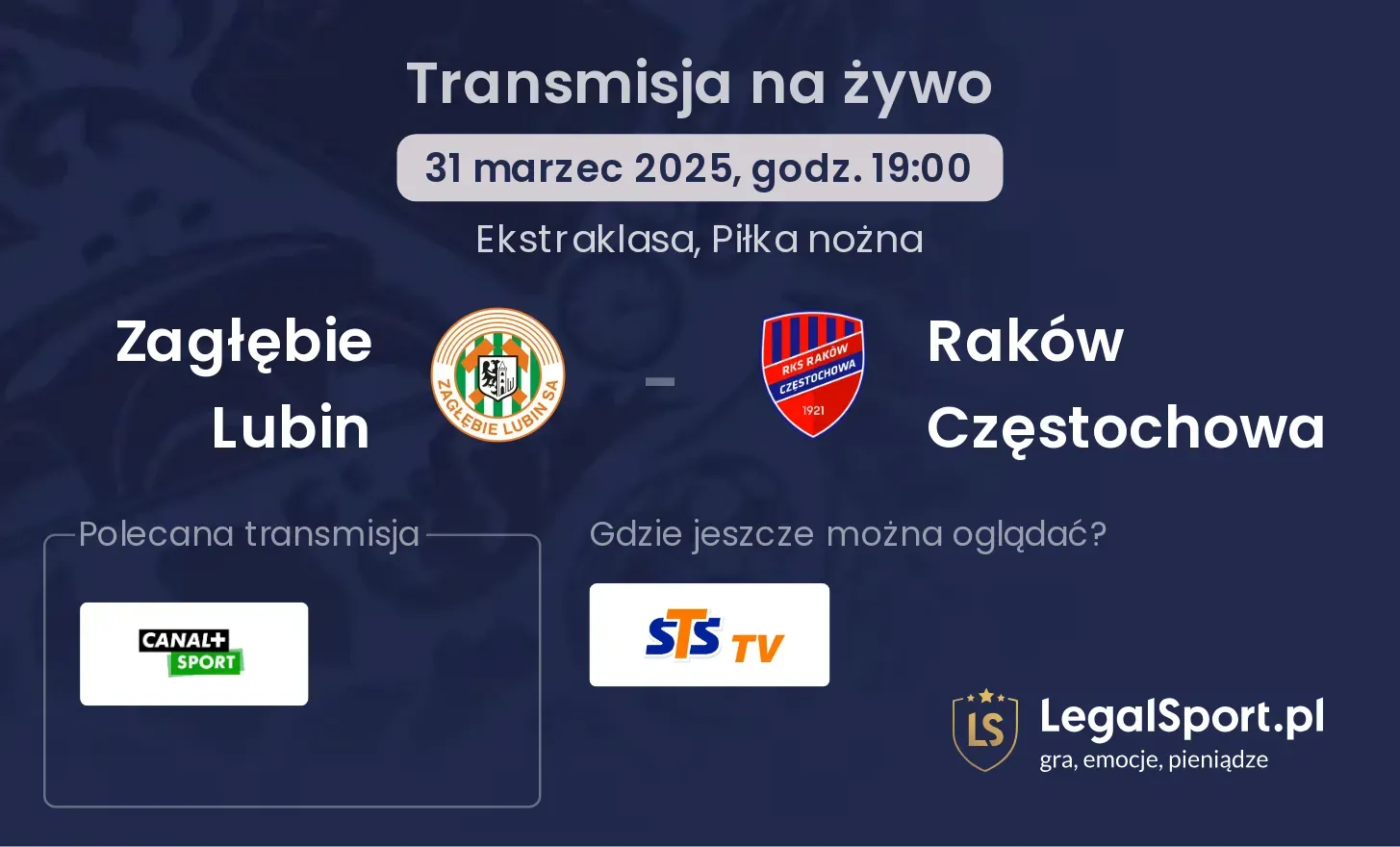 Zagłębie Lubin - Raków Częstochowa gdzie oglądać?