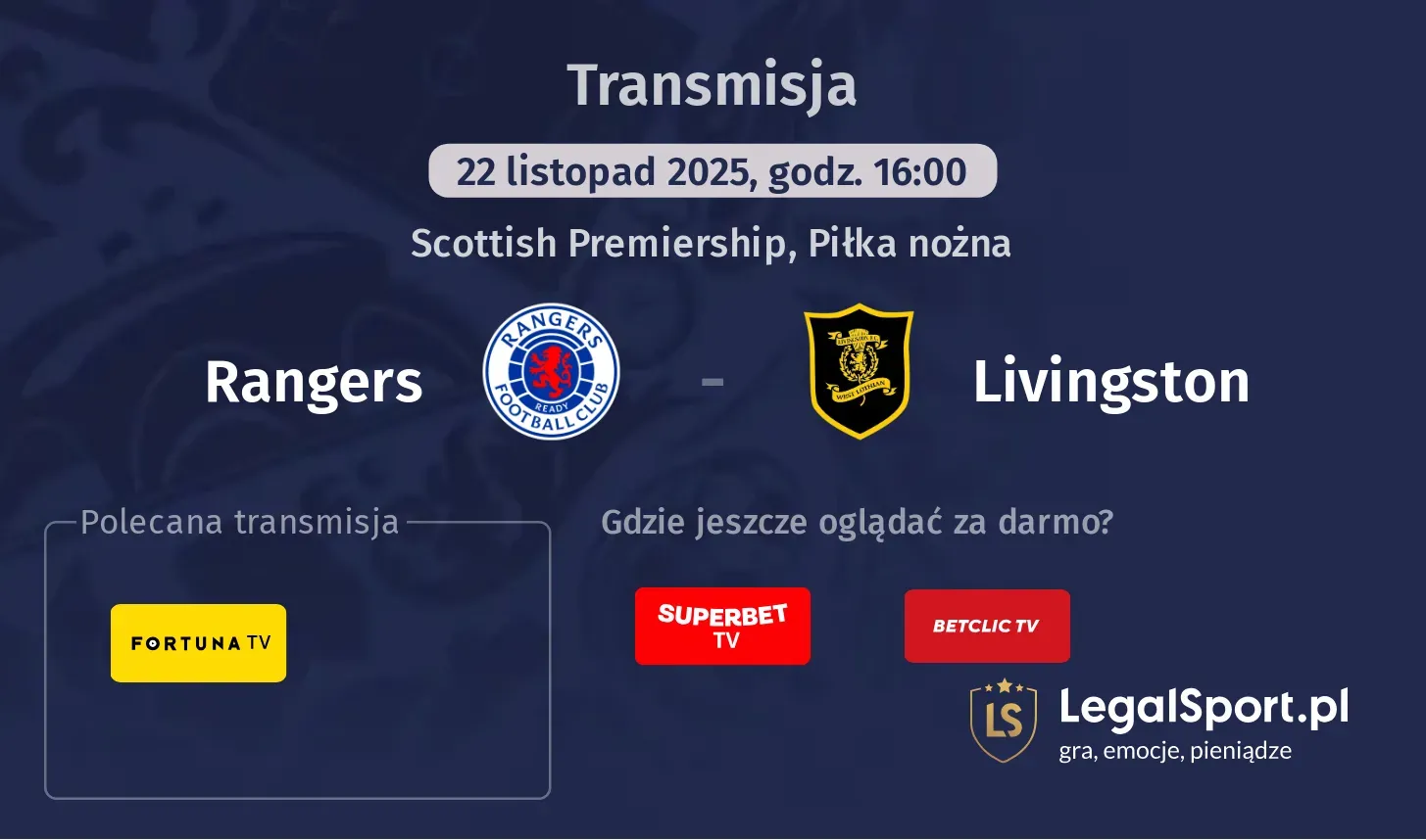Rangers - Livingston Transmisje