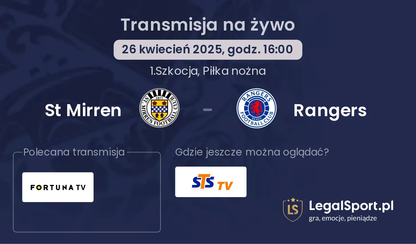 St Mirren - Rangers gdzie oglądać?