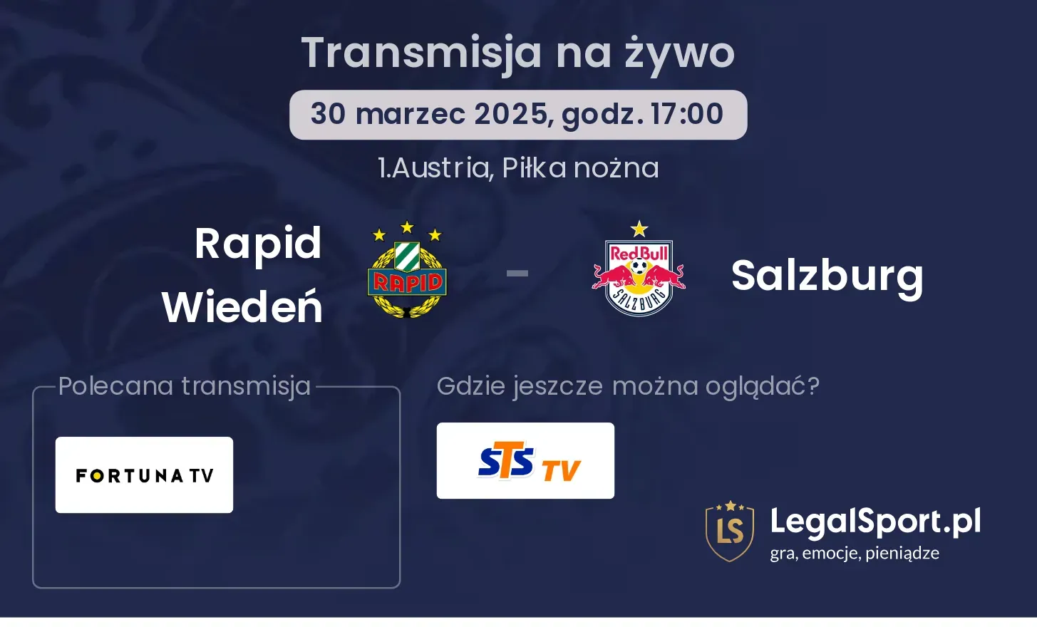 Rapid Wiedeń - Salzburg gdzie oglądać transmisję?
