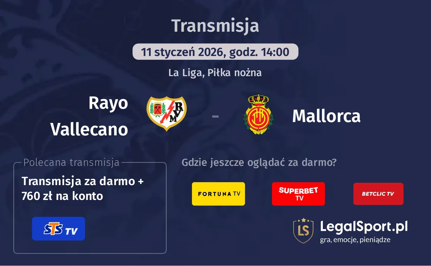 Rayo Vallecano - Mallorca Transmisje