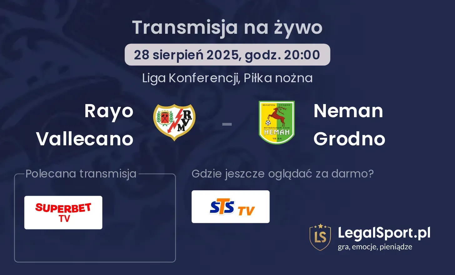 Rayo Vallecano - Neman Grodno gdzie oglądać?