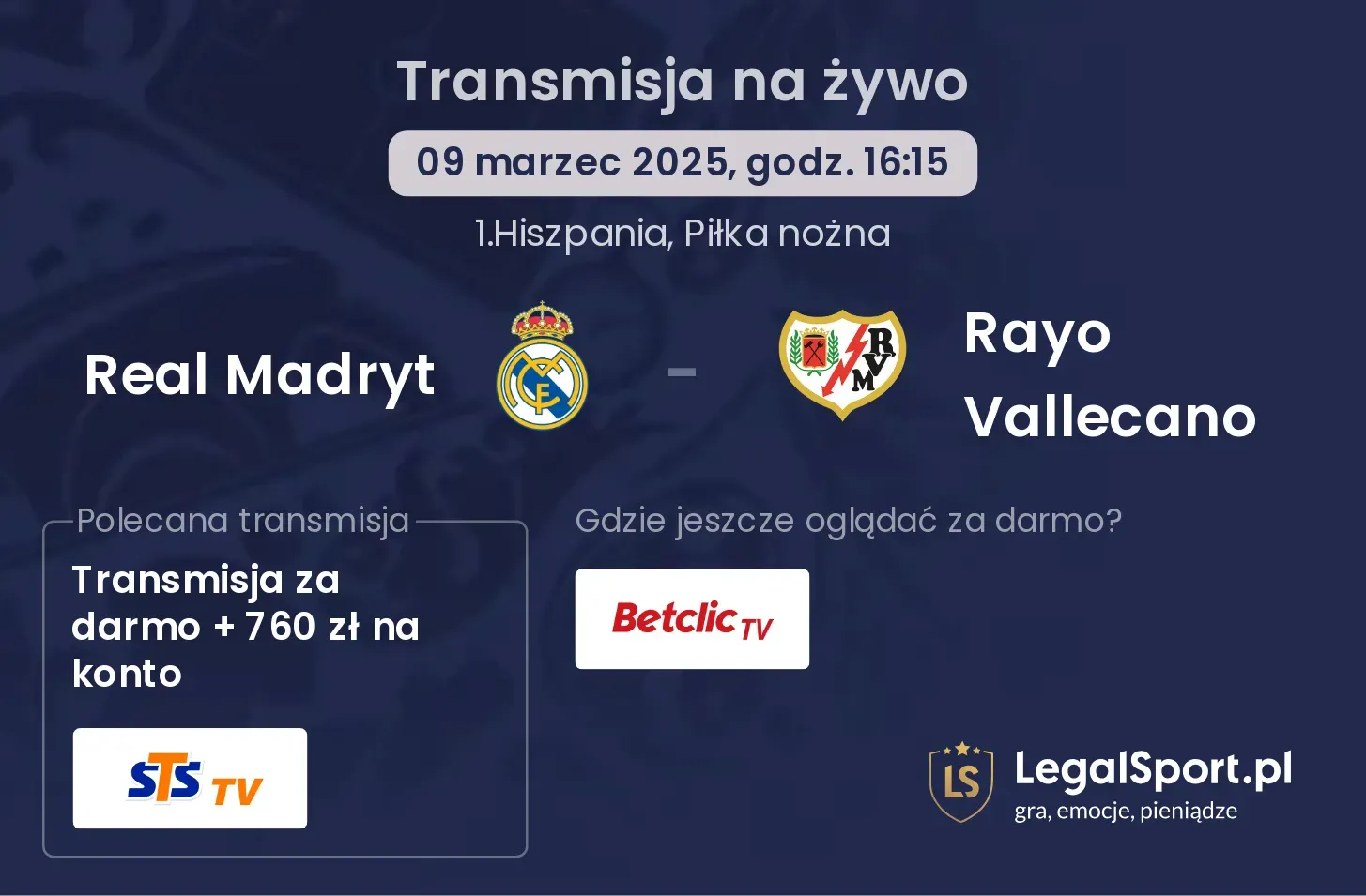 Real Madryt - Rayo Vallecano gdzie oglądać transmisję?