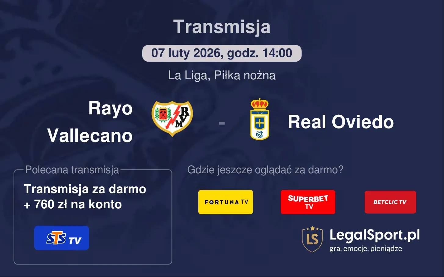 Rayo Vallecano - Real Oviedo Transmisje