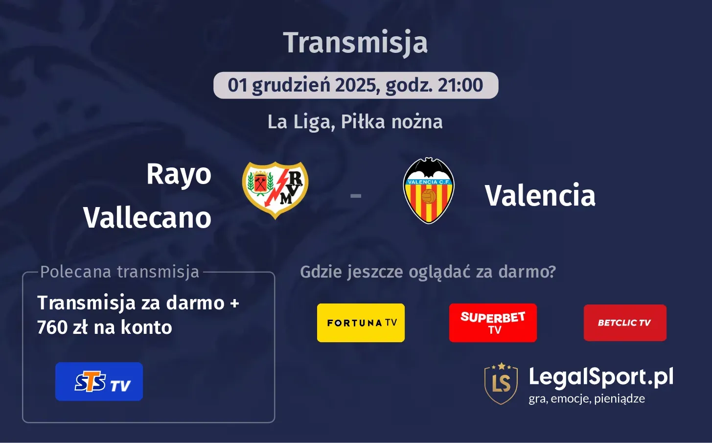 Rayo Vallecano - Valencia Transmisje