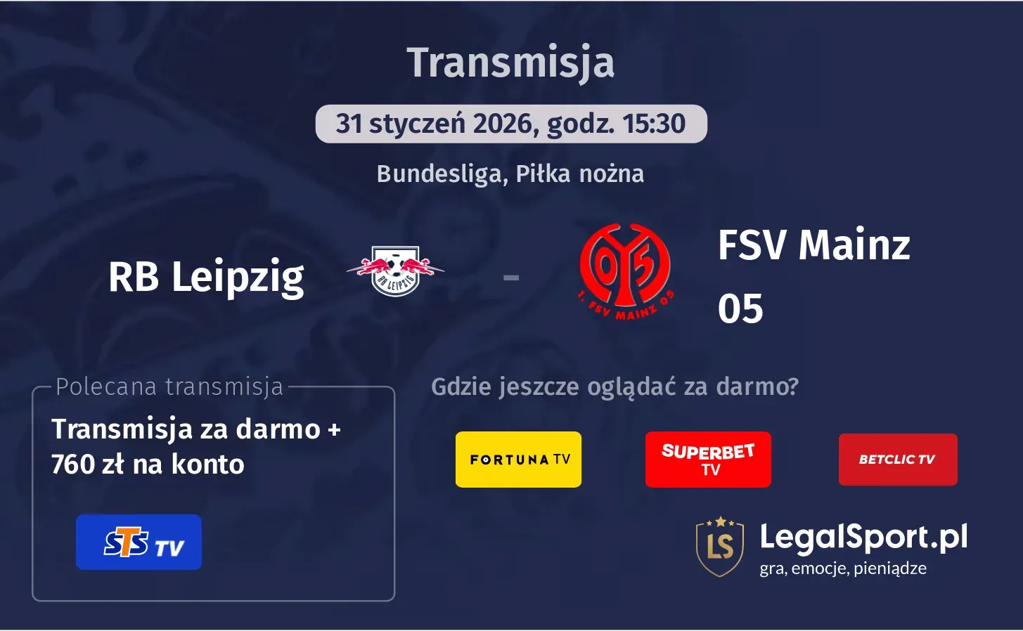 RB Leipzig - FSV Mainz 05 Transmisje