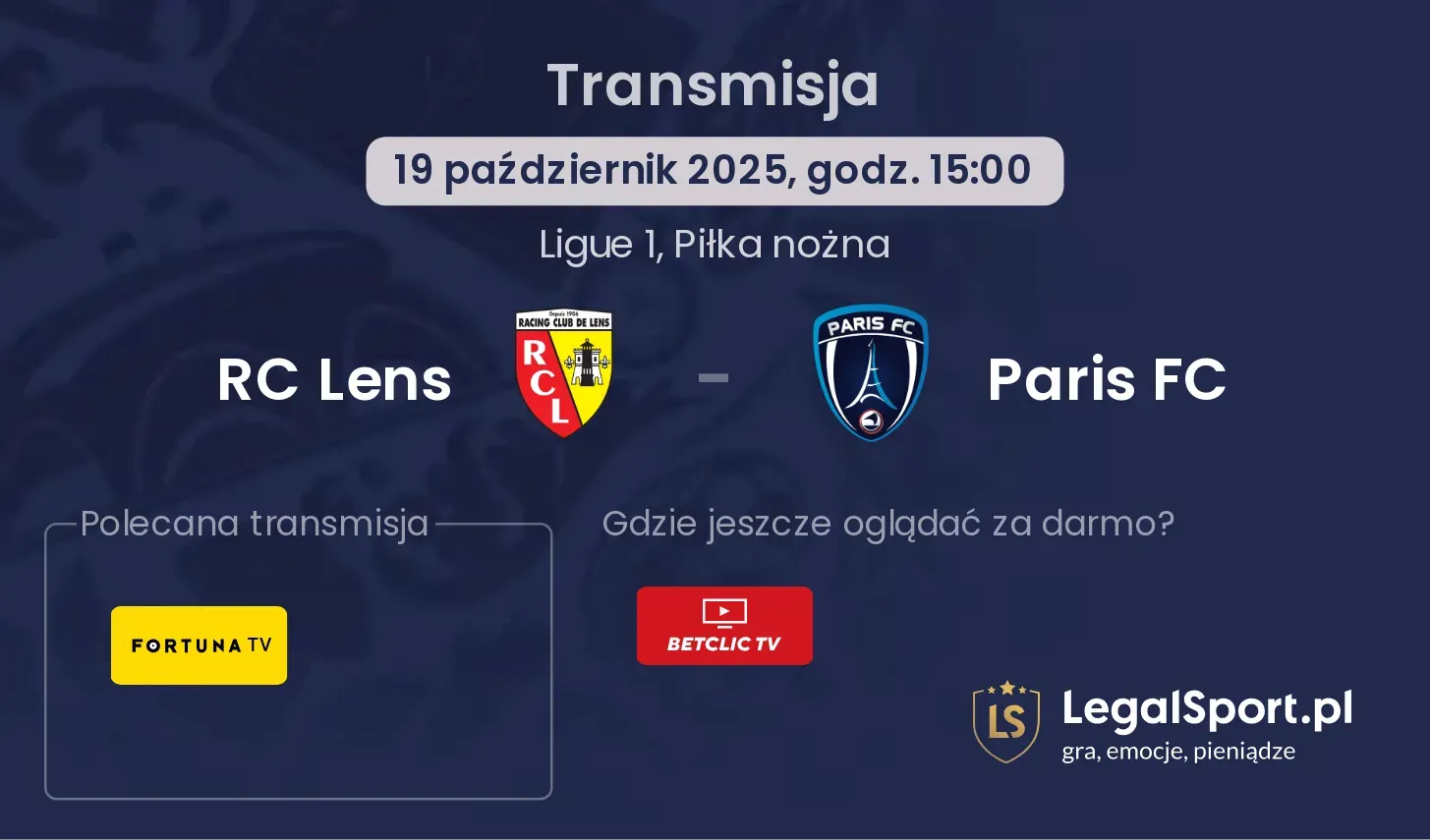 RC Lens - Paris FC Transmisje