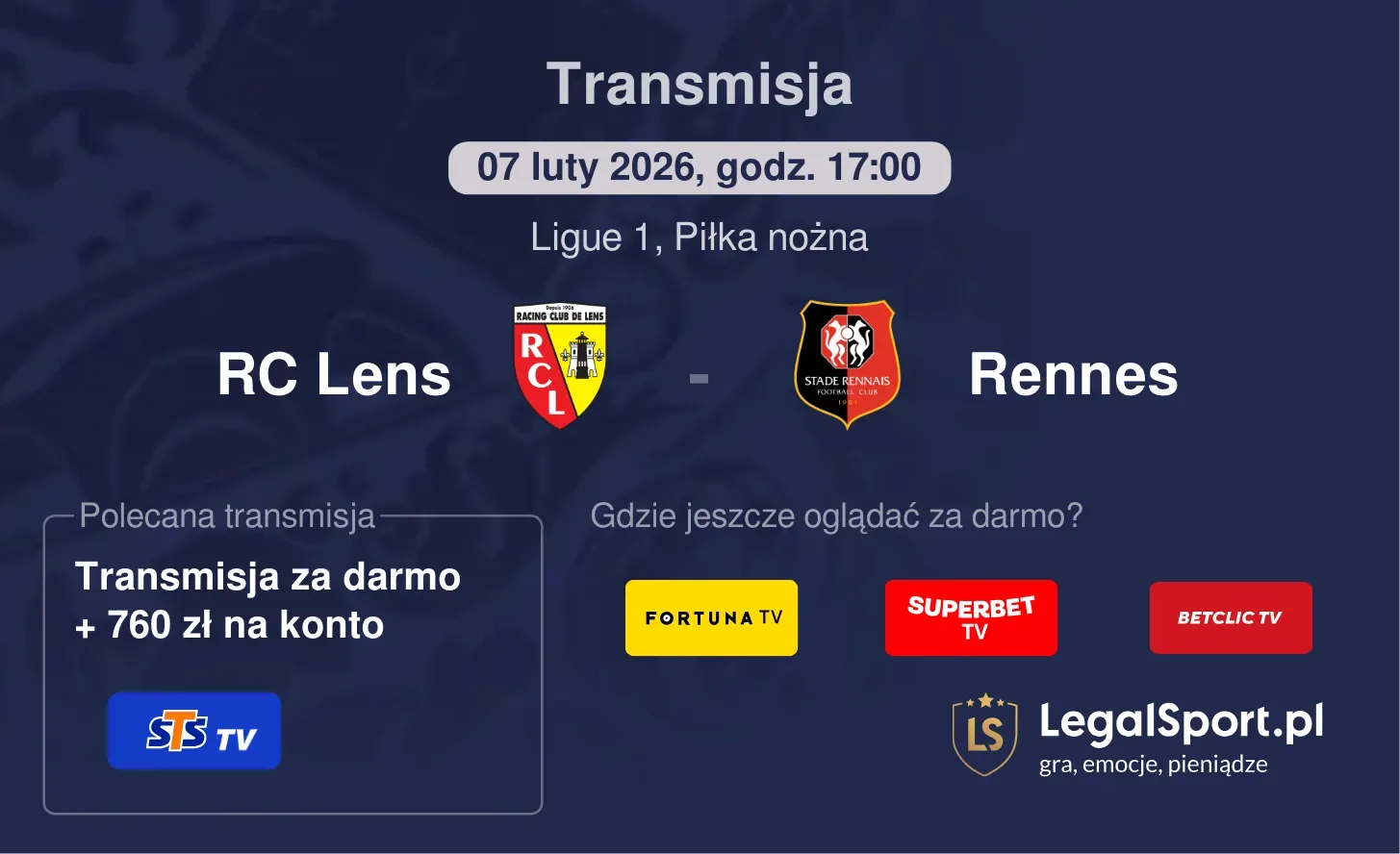 RC Lens - Rennes Transmisje