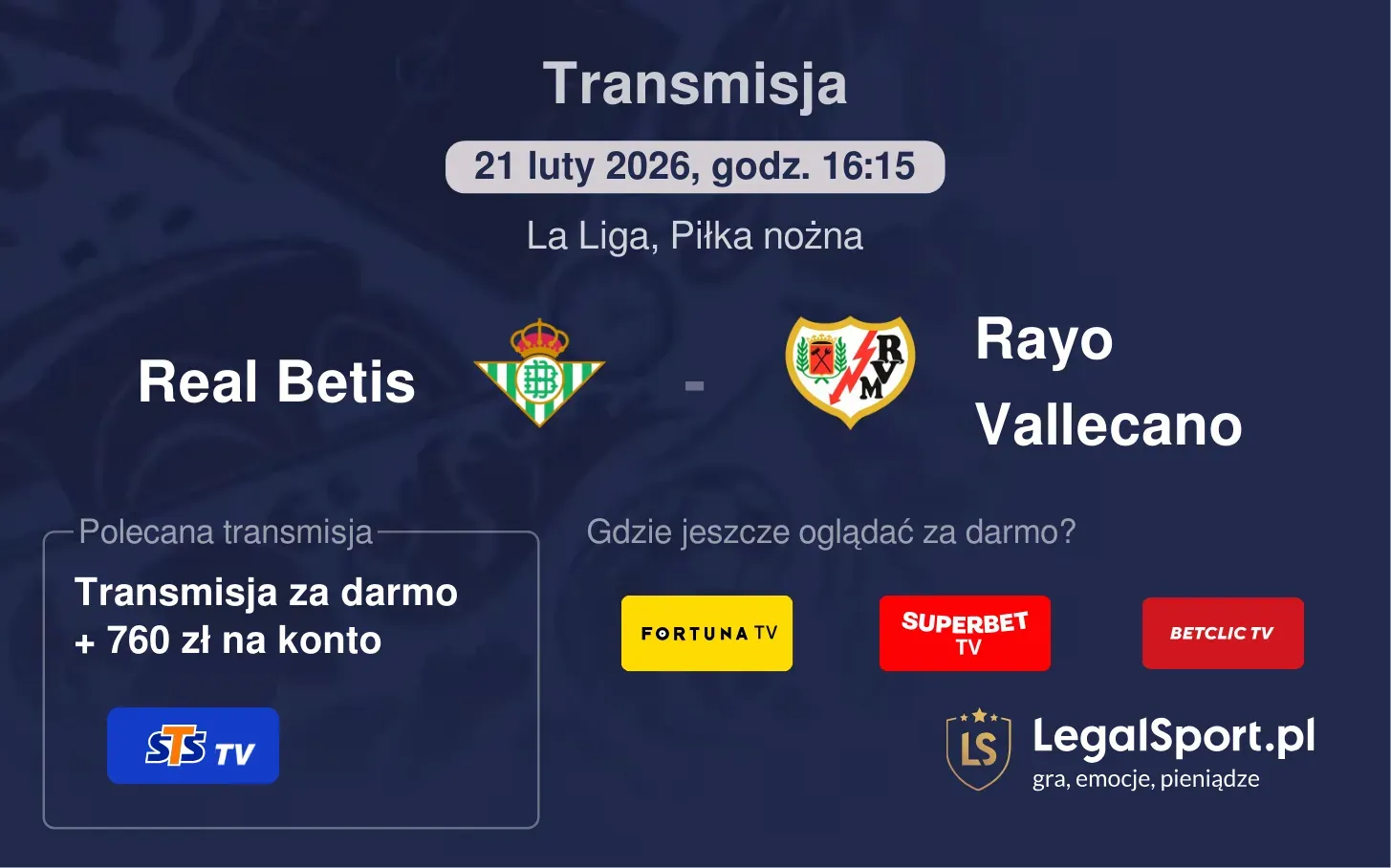Real Betis - Rayo Vallecano Transmisje