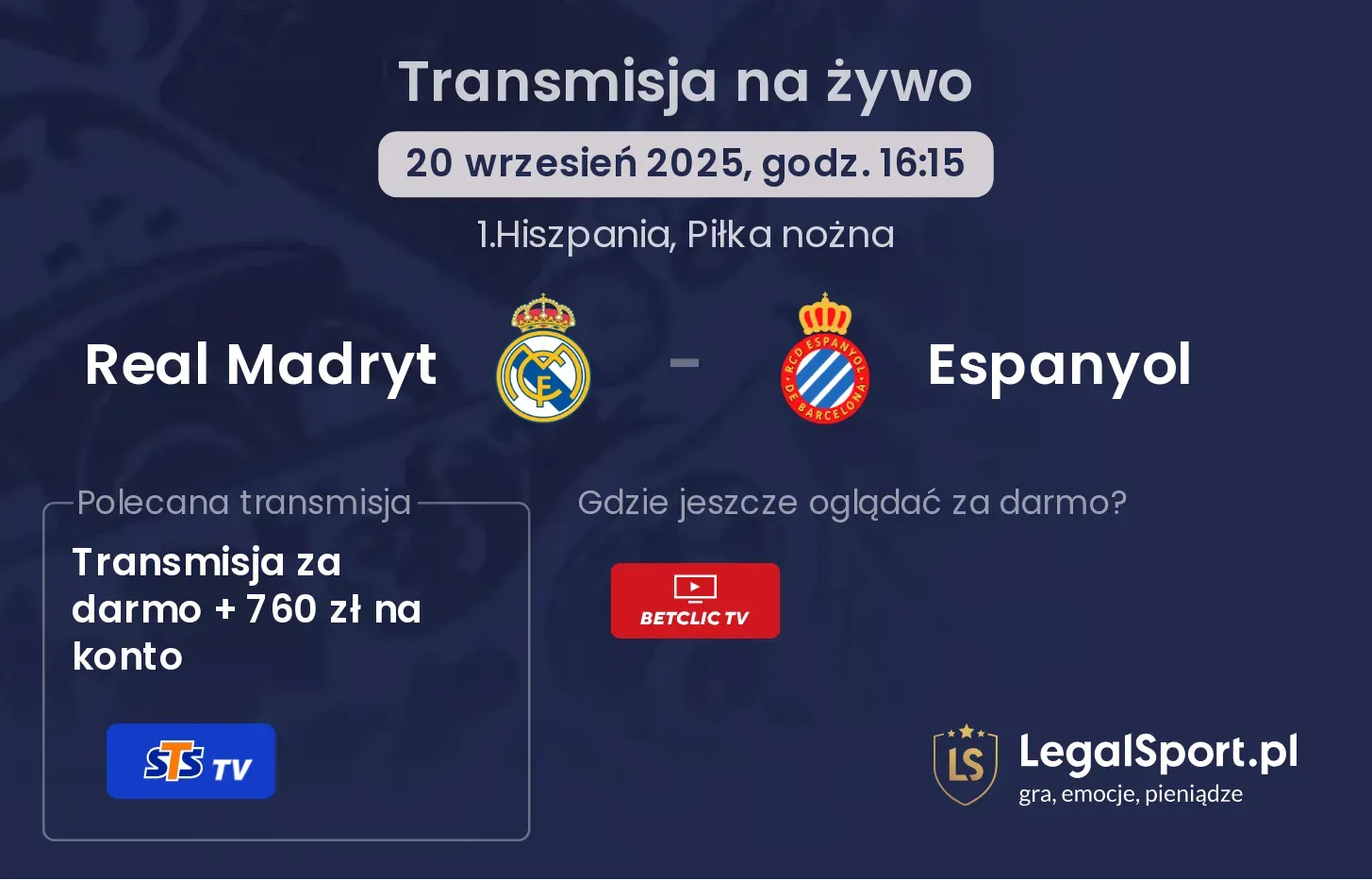 Real Madryt - Espanyol transmisja na żywo