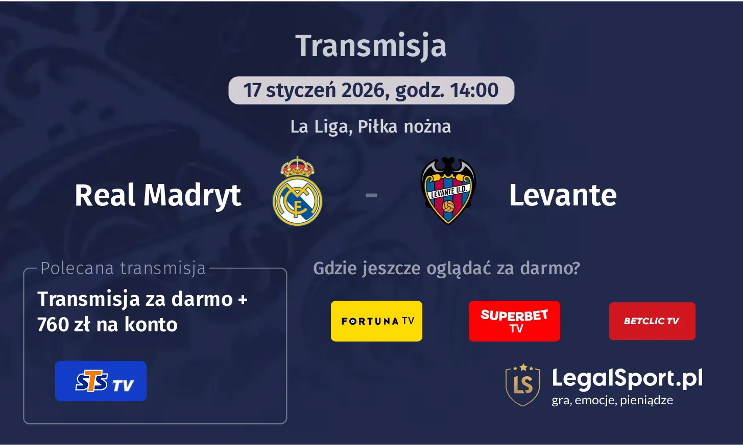 Real Madryt - Levante Transmisje