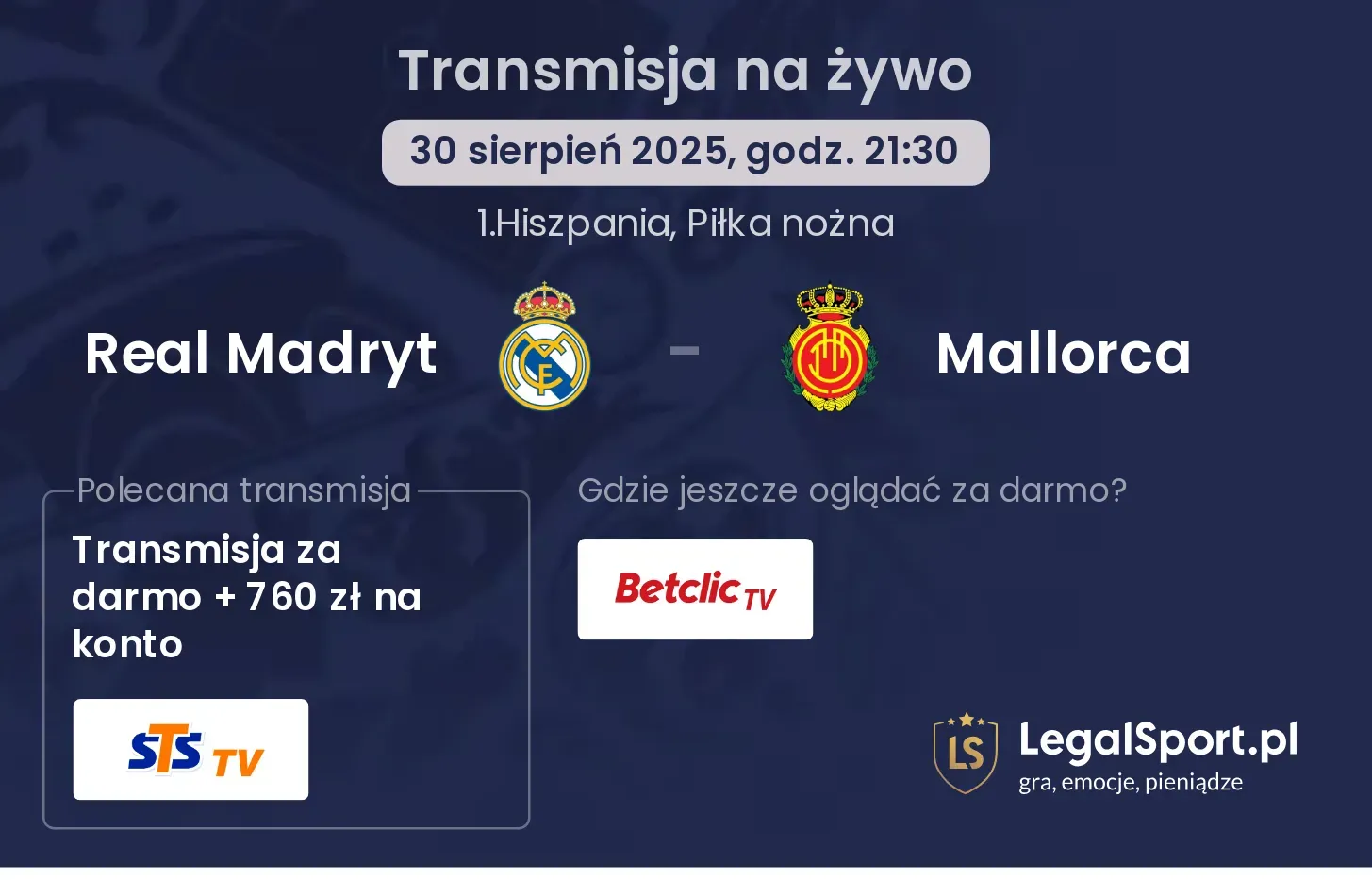 Real Madryt - Mallorca transmisja na żywo