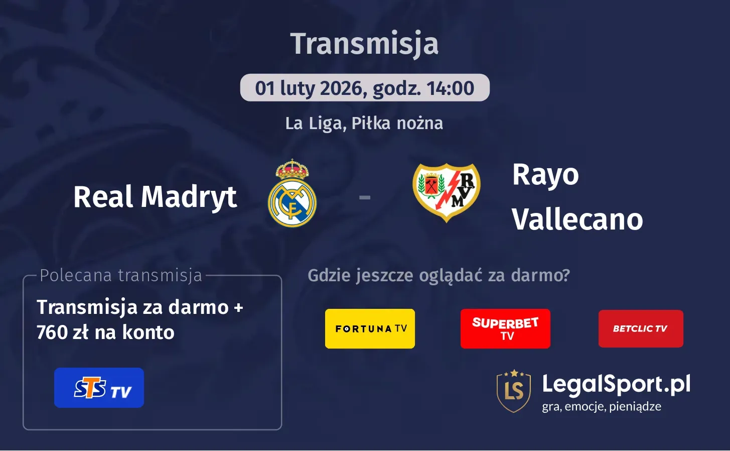 Real Madryt - Rayo Vallecano Transmisje