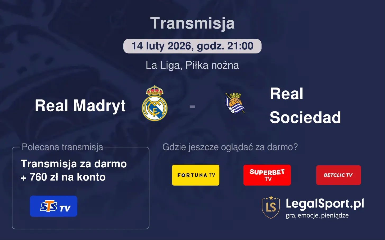Real Madryt - Real Sociedad Transmisje