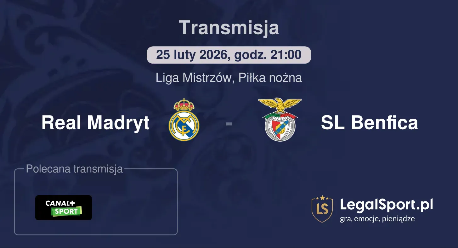 Real Madryt - SL Benfica Transmisje