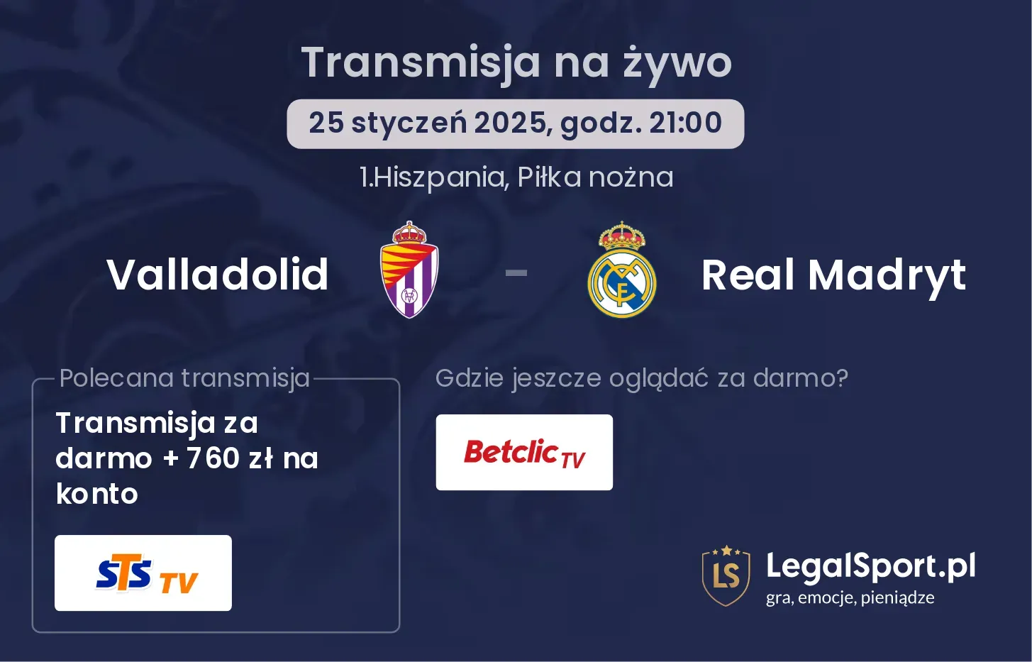 Valladolid - Real Madryt gdzie oglądać transmisję?