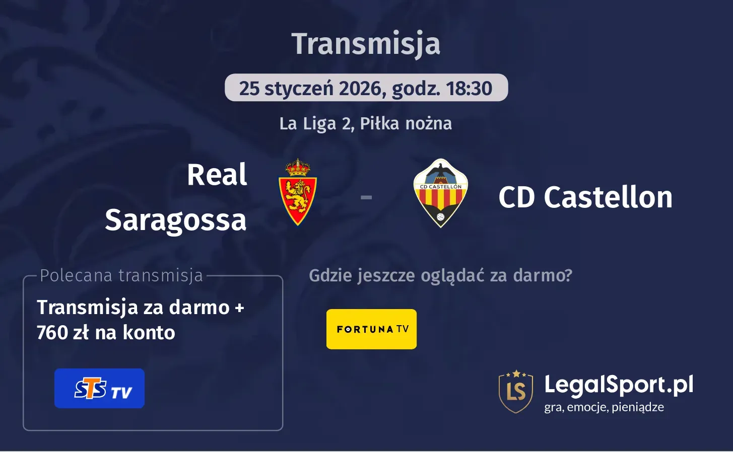 Real Saragossa - CD Castellon Transmisje