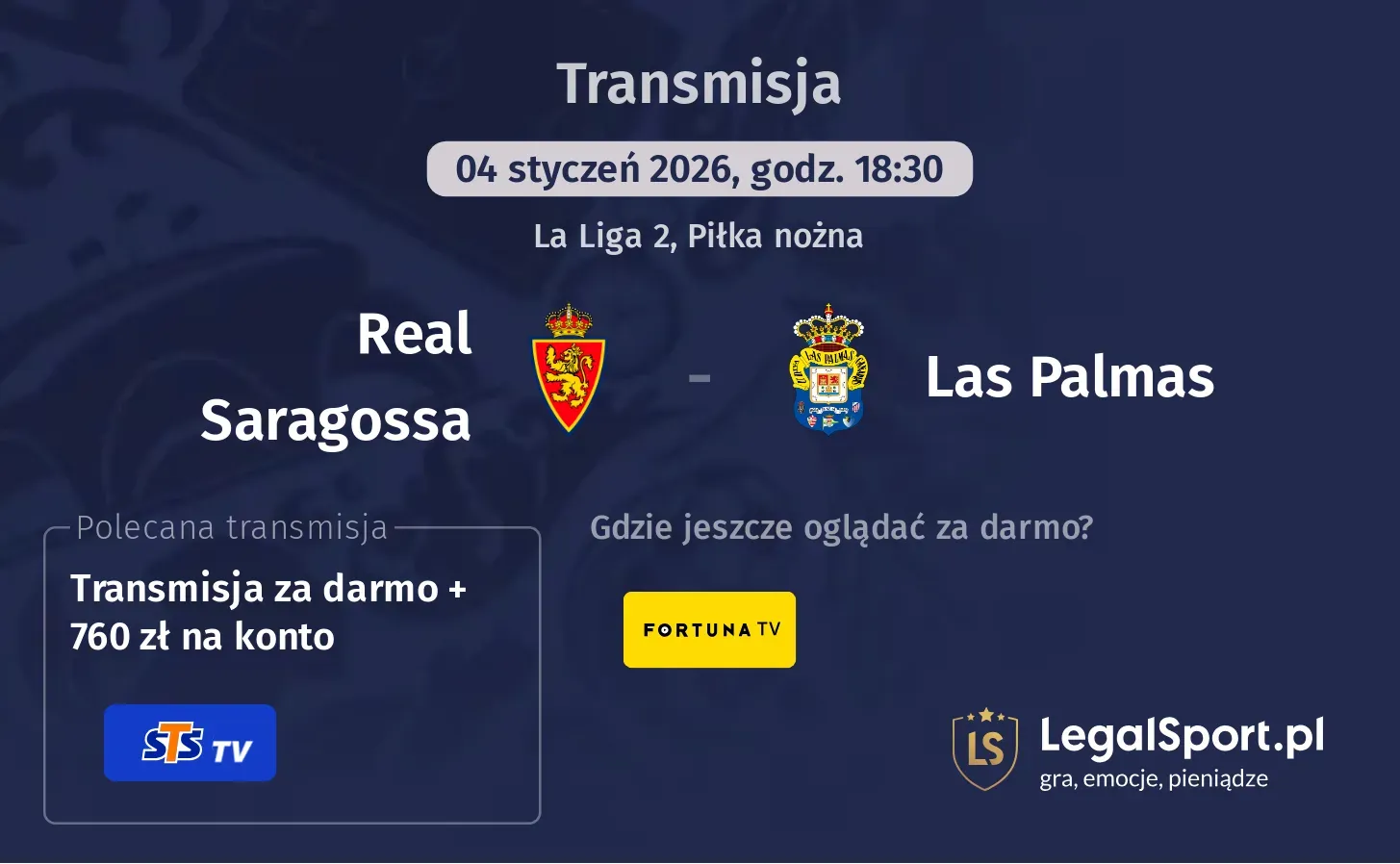 Real Saragossa - Las Palmas Transmisje