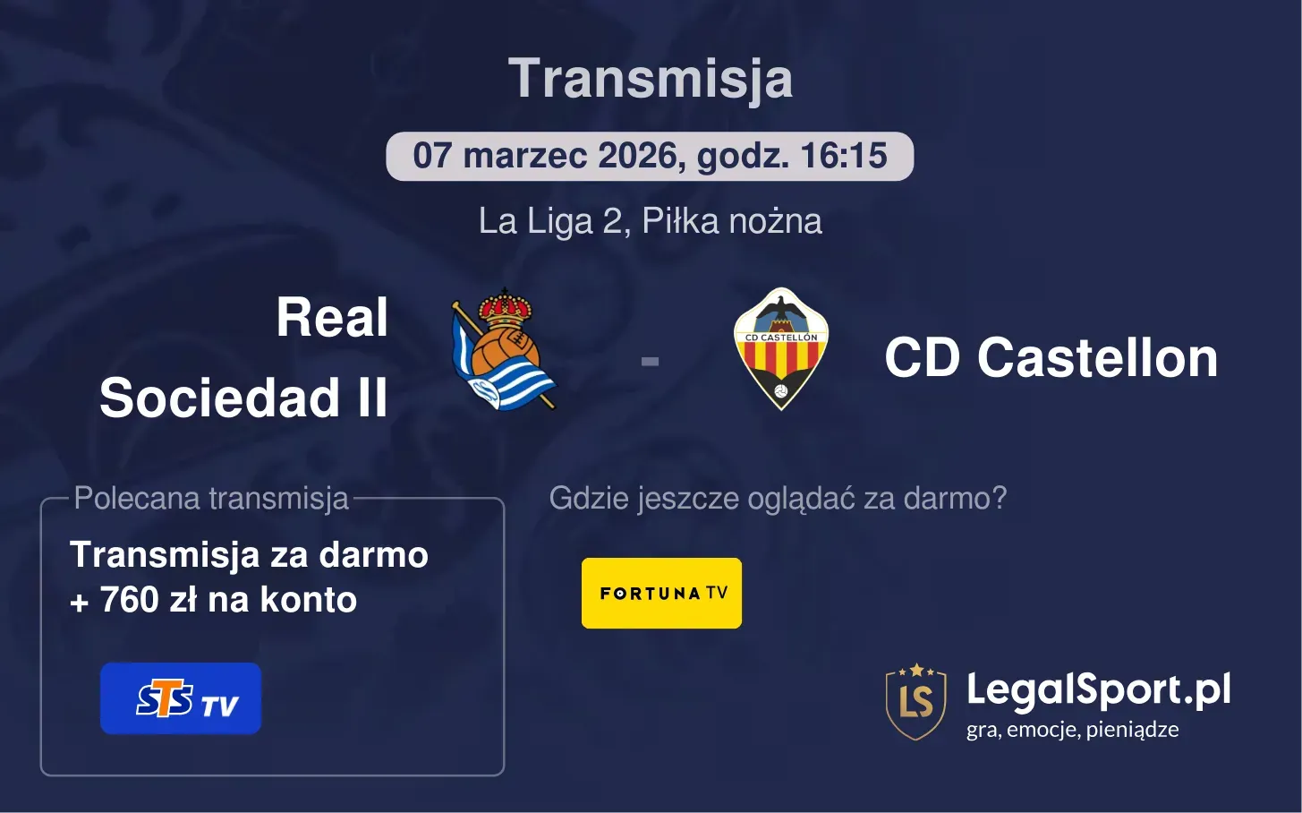Real Sociedad II - CD Castellon Transmisje