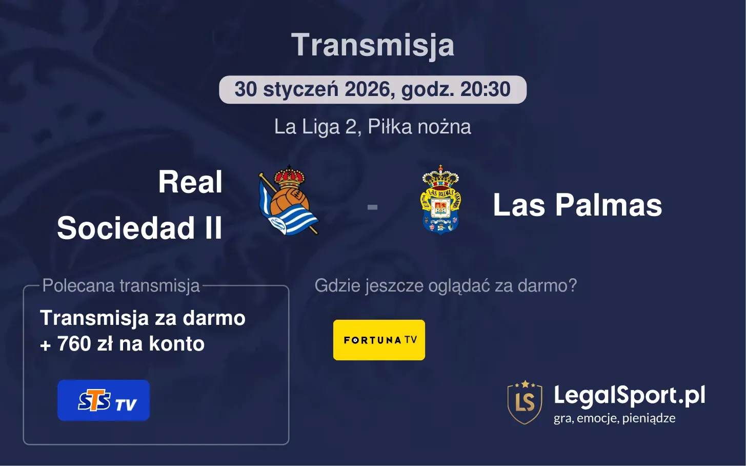 Real Sociedad II - Las Palmas Transmisje