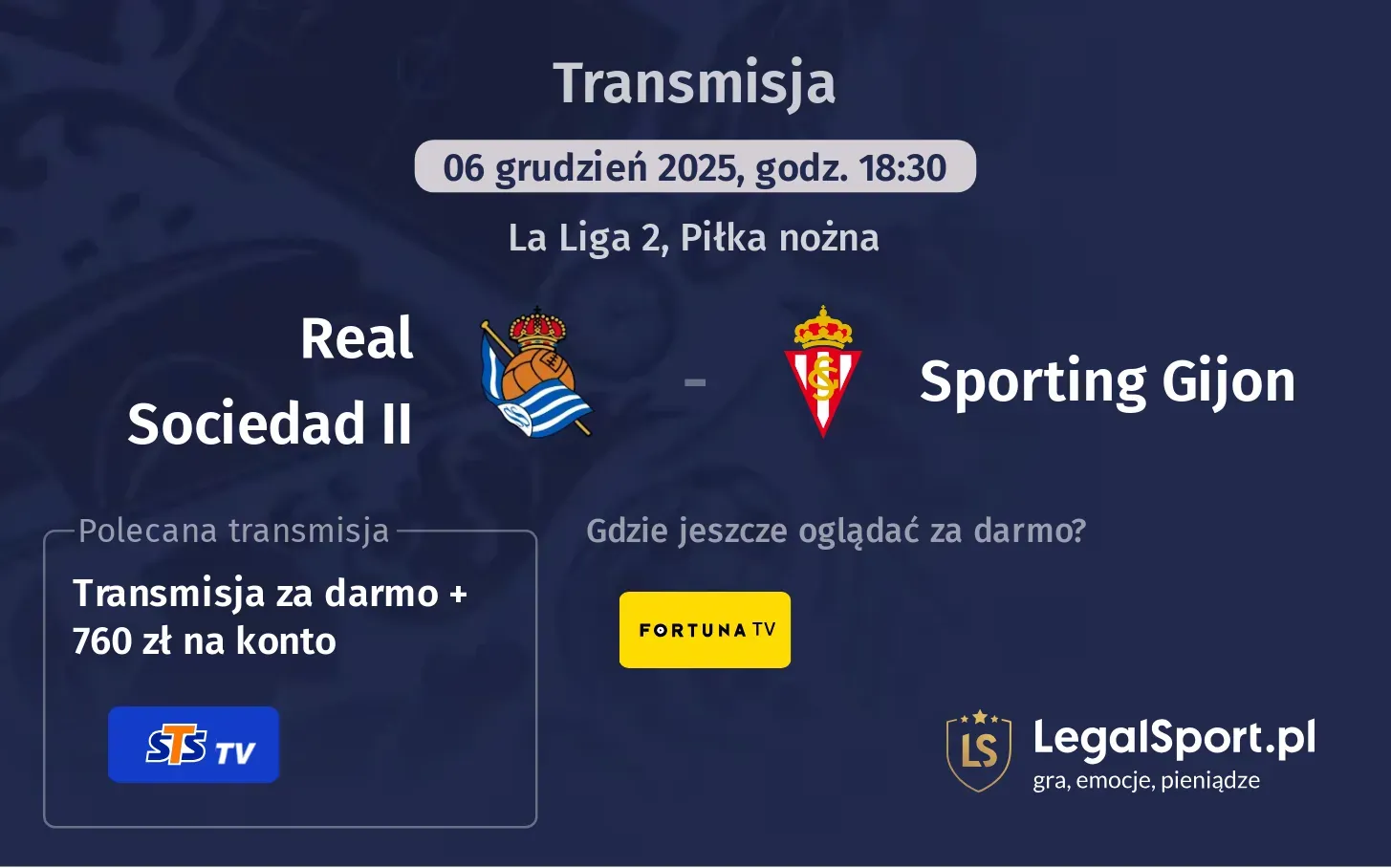 Real Sociedad II - Sporting Gijon Transmisje