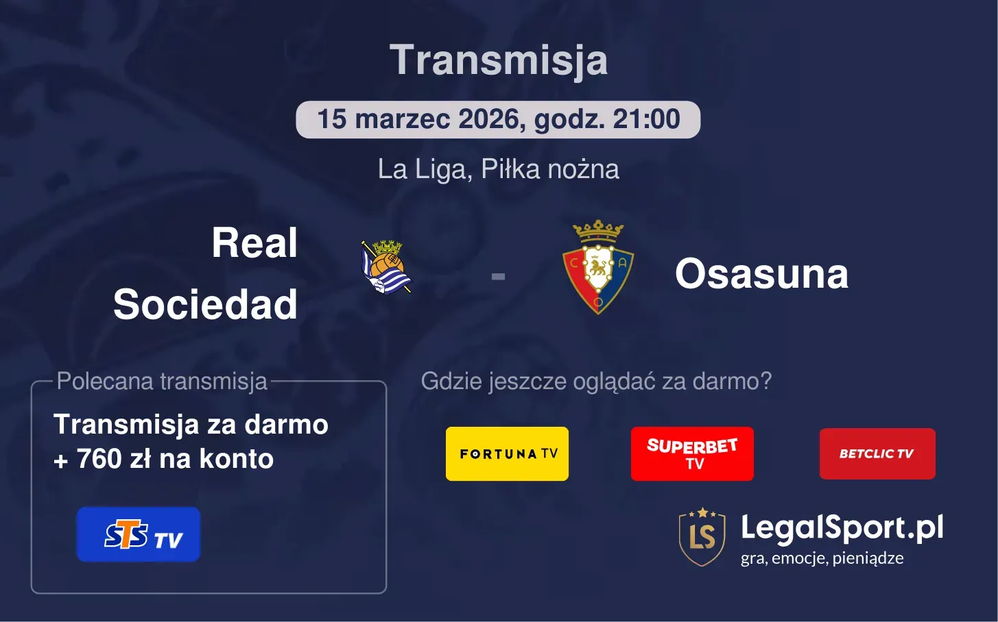 Real Sociedad - Osasuna Transmisje