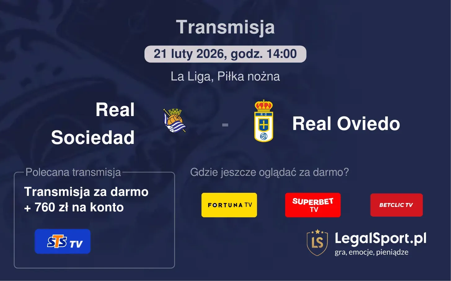 Real Sociedad - Real Oviedo Transmisje