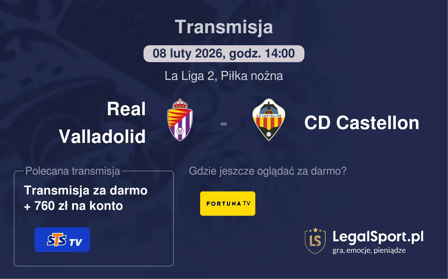 Real Valladolid - CD Castellon Transmisje