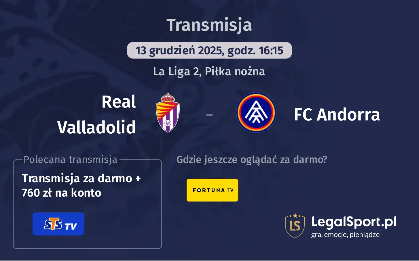 Real Valladolid - FC Andorra Transmisje