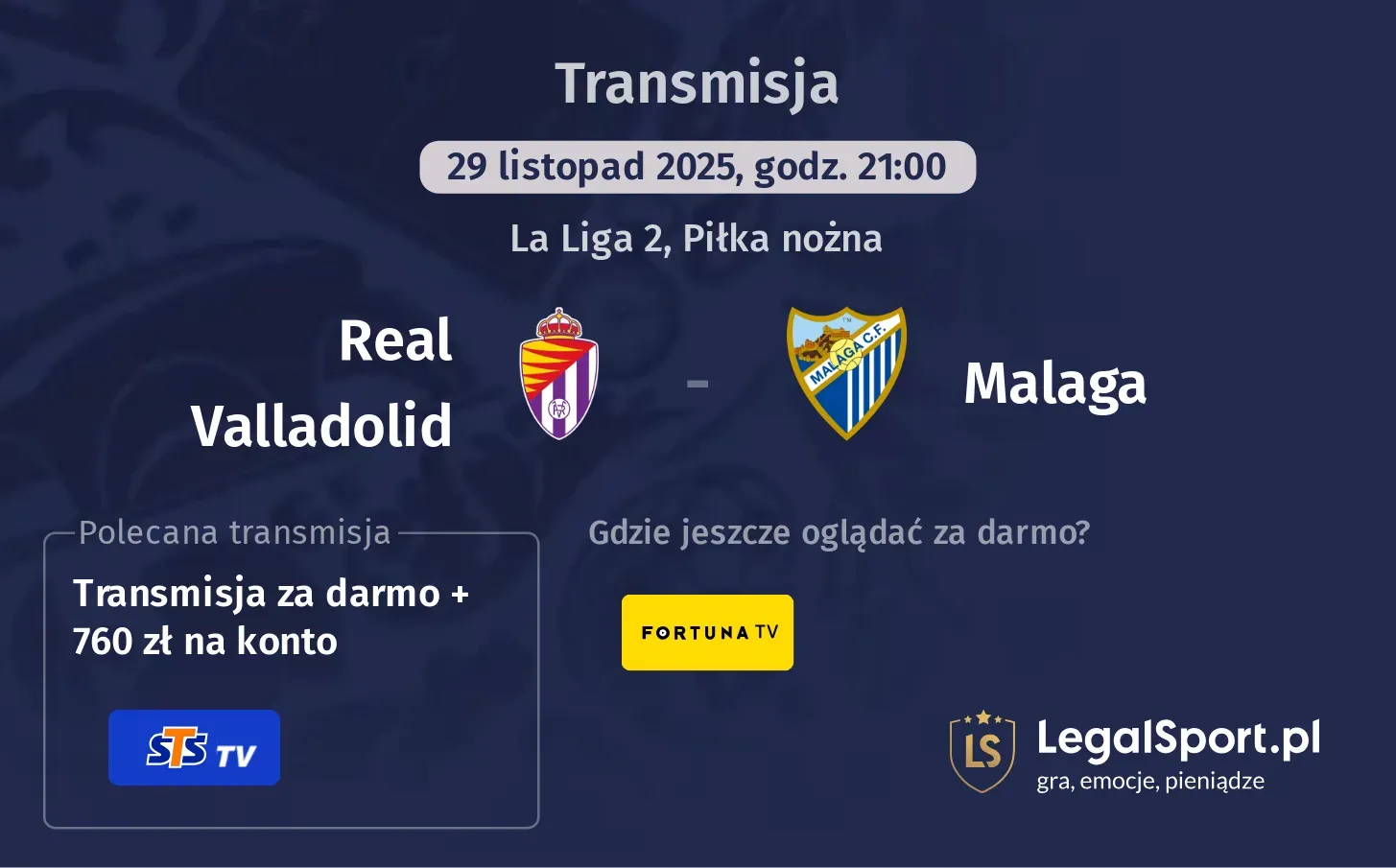 Real Valladolid - Malaga Transmisje