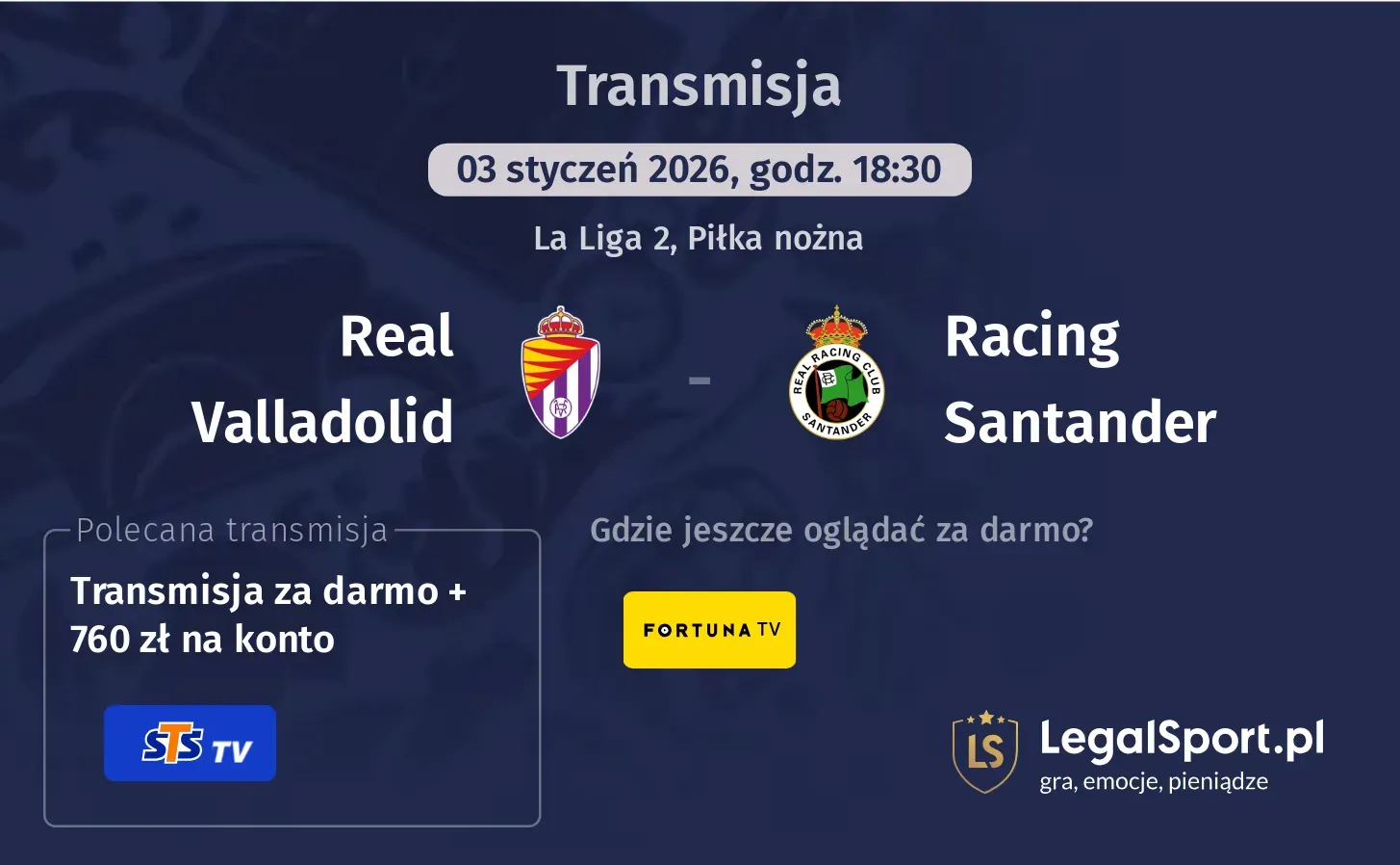 Real Valladolid - Racing Santander Transmisje