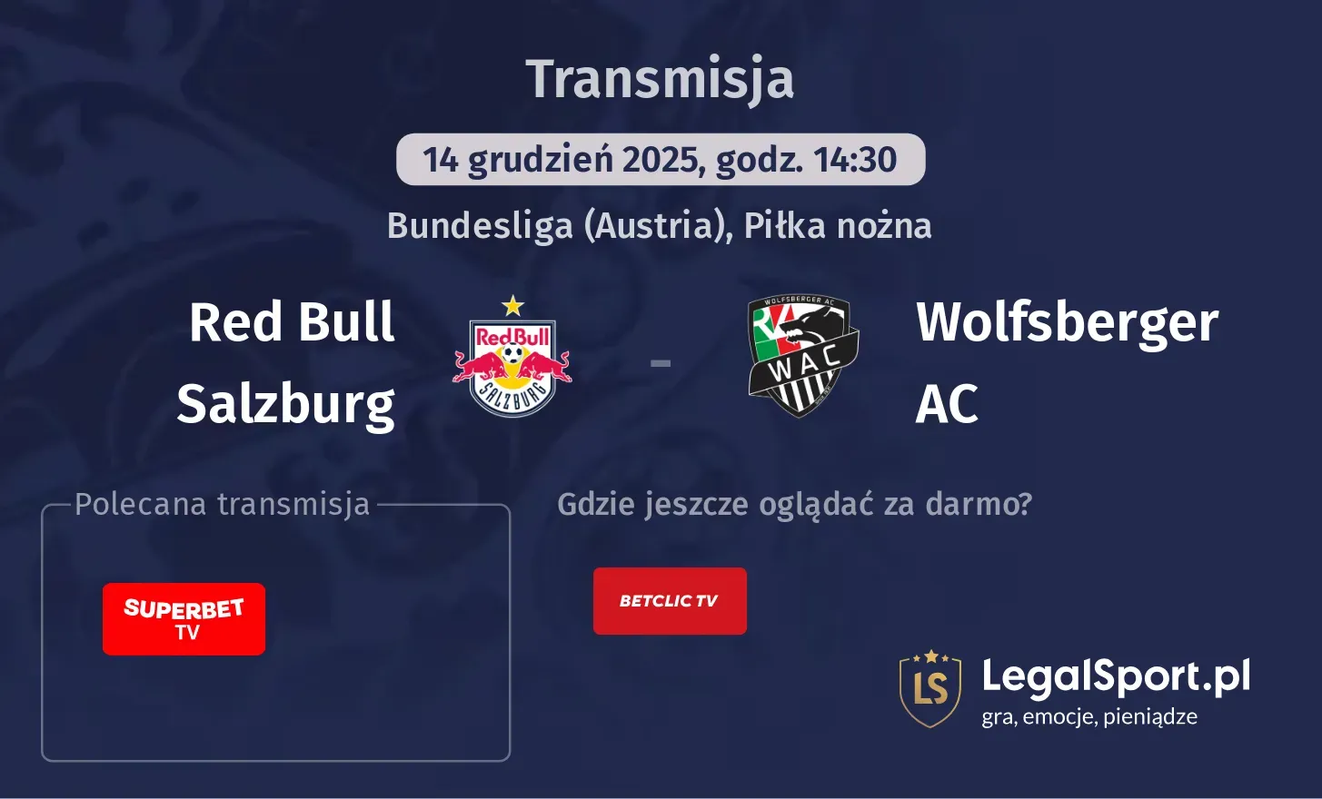 Red Bull Salzburg - Wolfsberger AC Transmisje