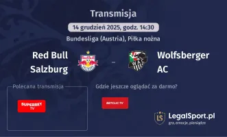 Red Bull Salzburg - Wolfsberger AC gdzie oglądać? (14.12)