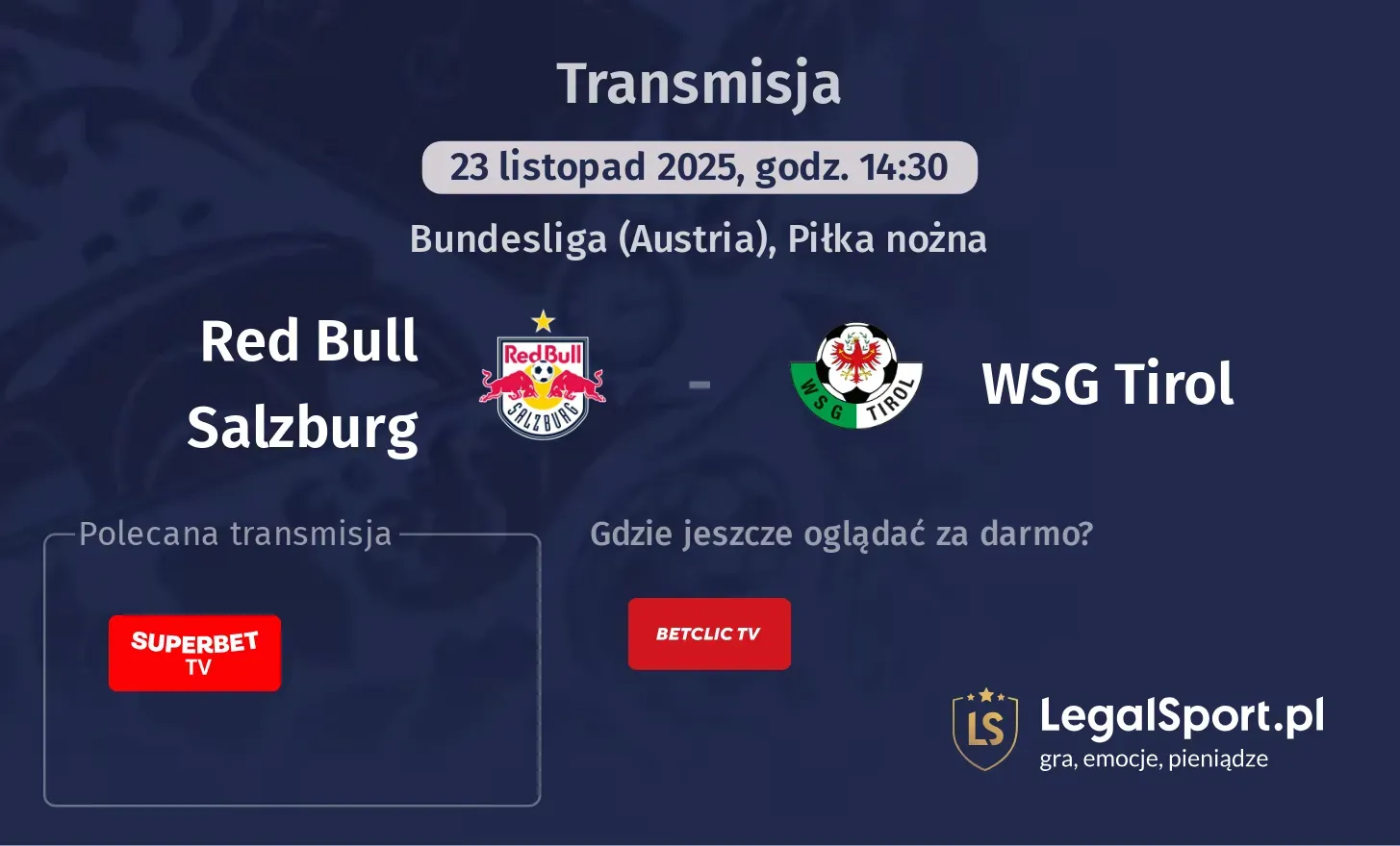 Red Bull Salzburg - WSG Tirol Transmisje