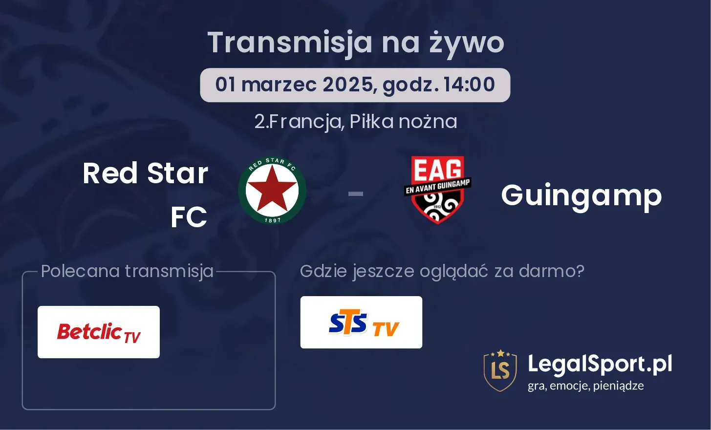 Red Star FC - Guingamp gdzie oglądać?