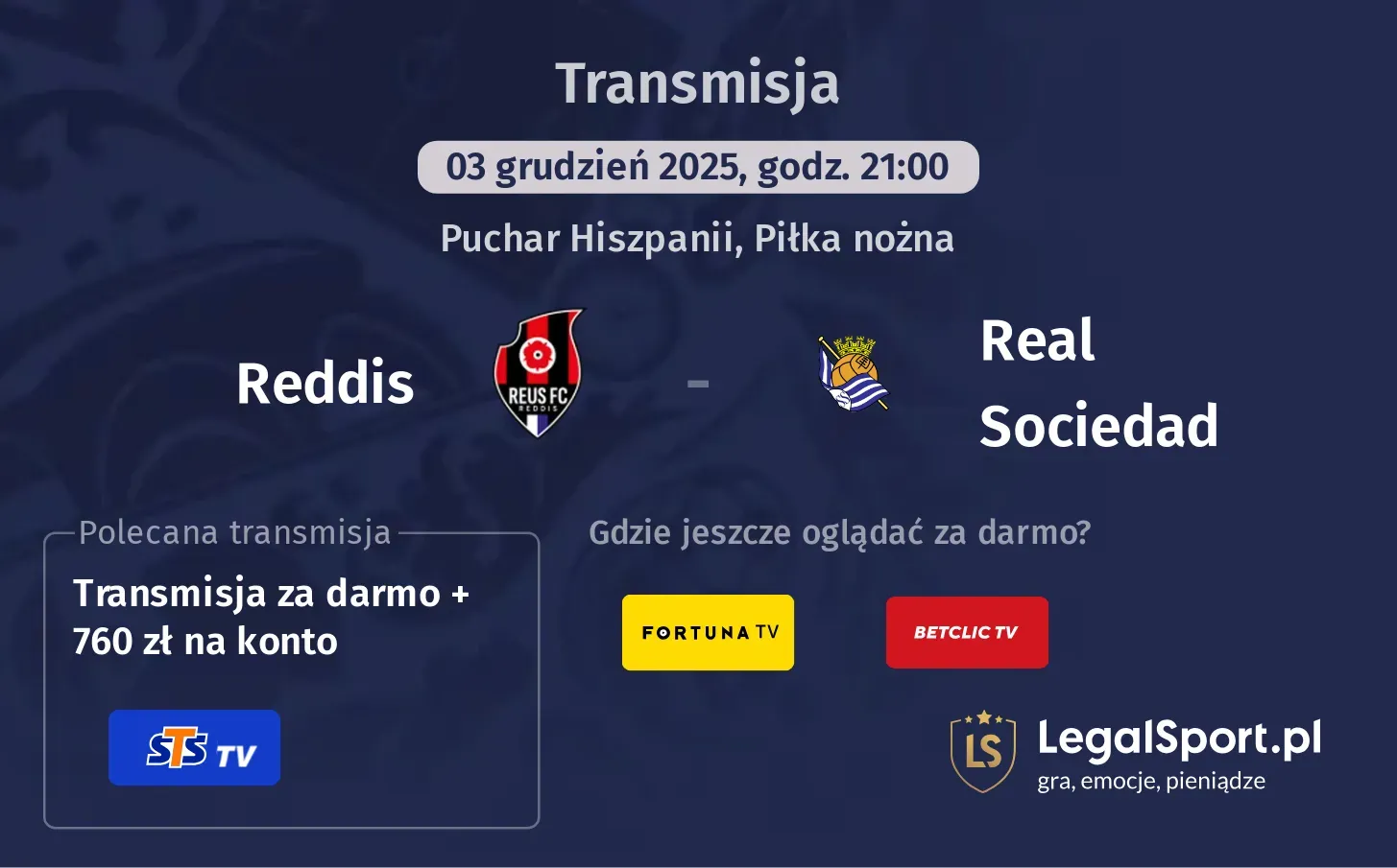 Reddis - Real Sociedad Transmisje