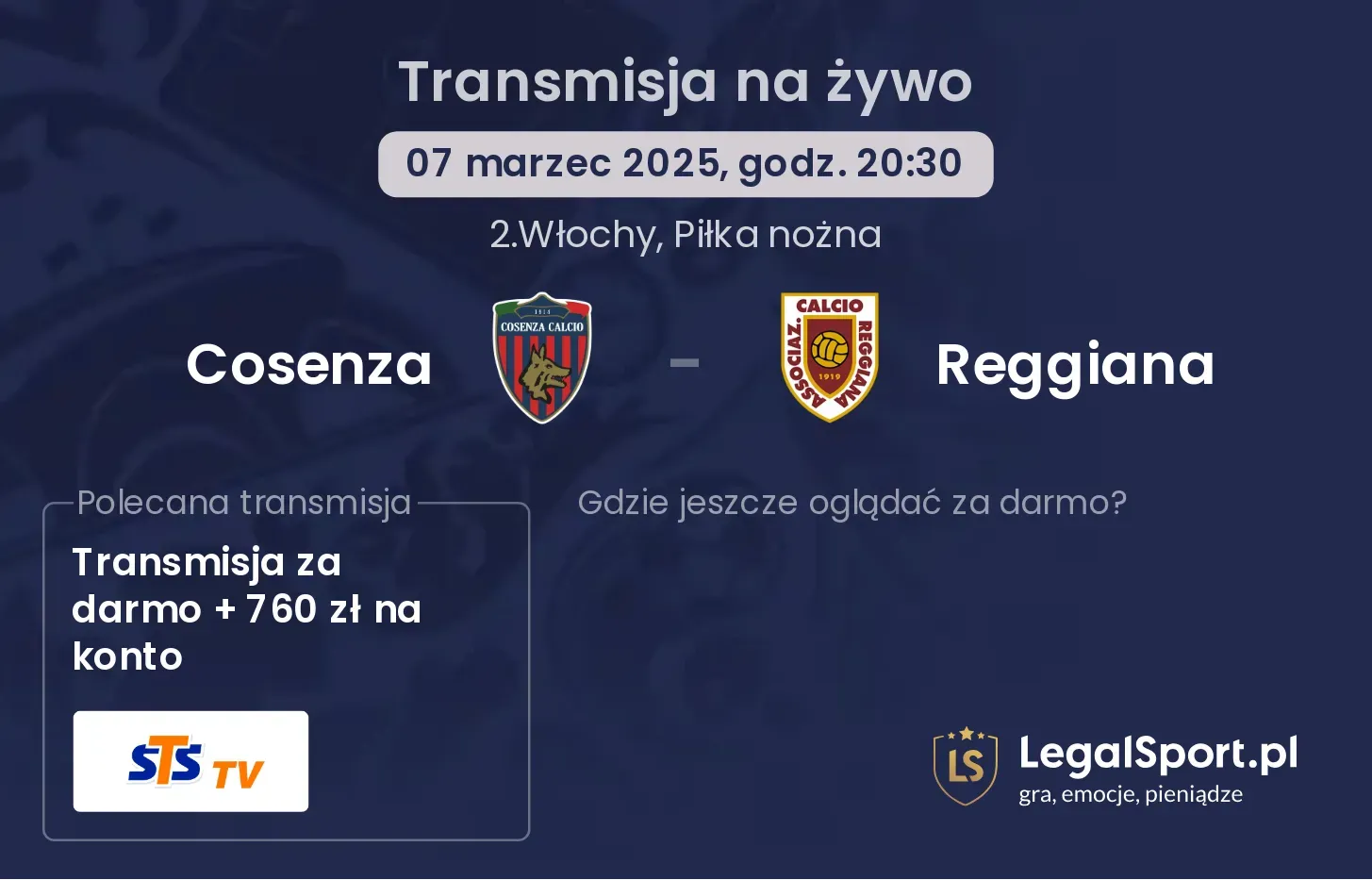 Cosenza - Reggiana gdzie oglądać?