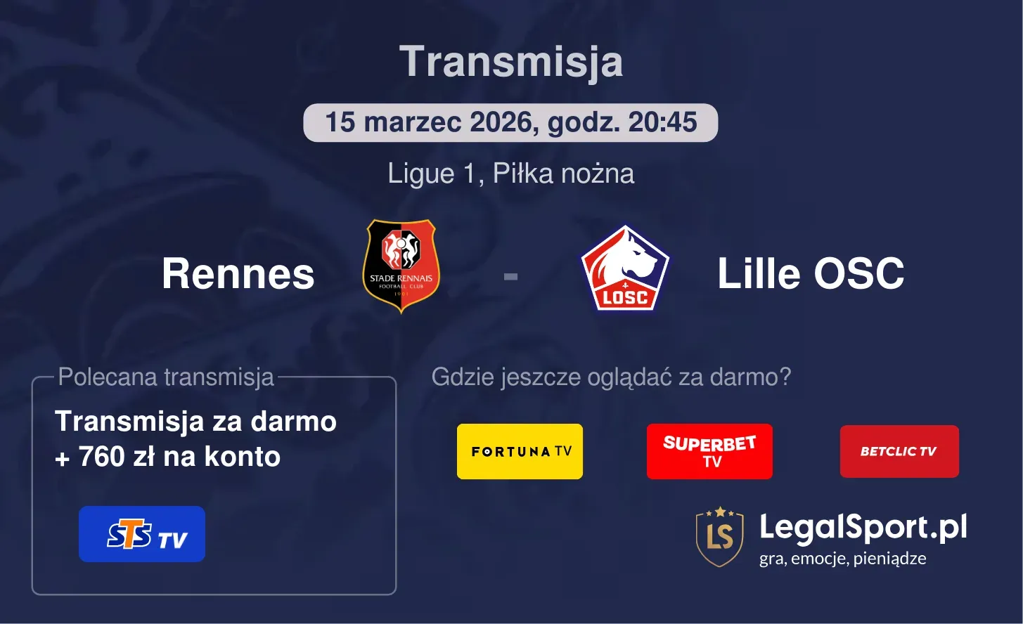 Rennes - Lille OSC Transmisje