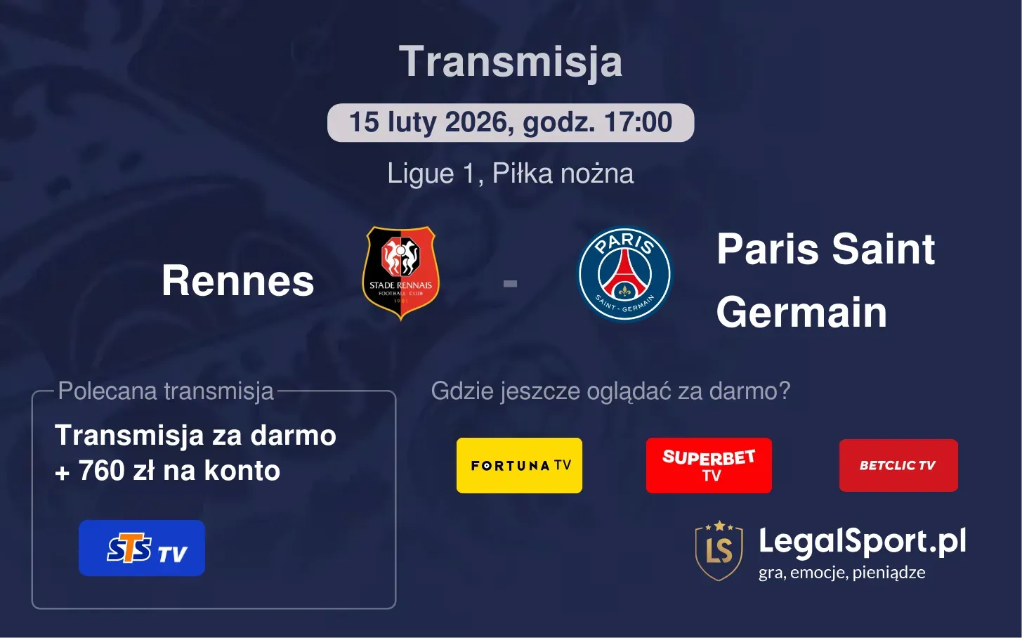 Rennes - Paris Saint Germain Transmisje