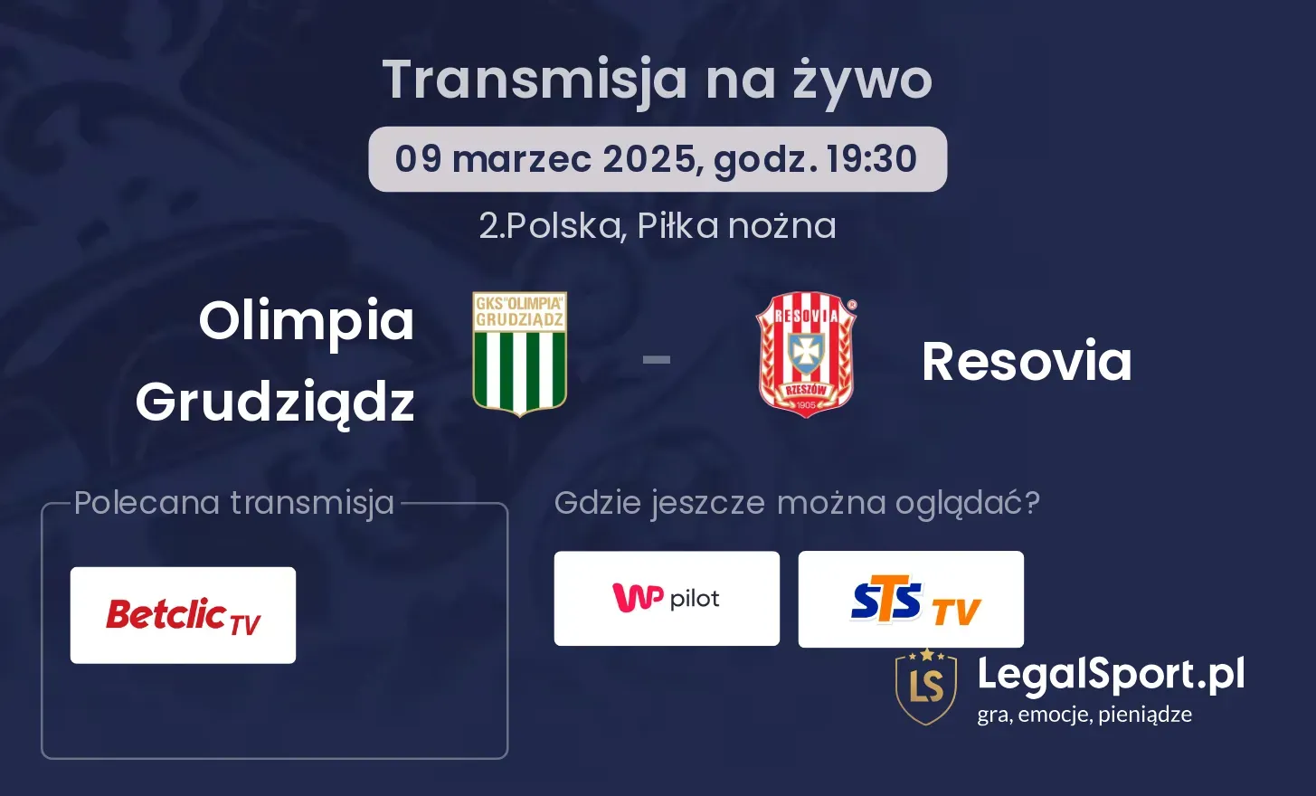 Olimpia Grudziądz - Resovia gdzie oglądać?