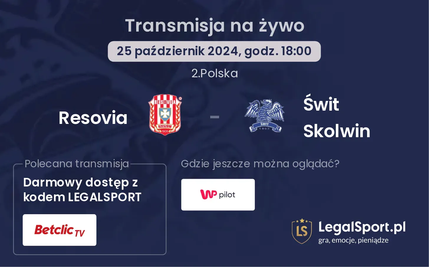 Resovia - Świt Skolwin gdzie oglądać? 25.10, godz. 18:00