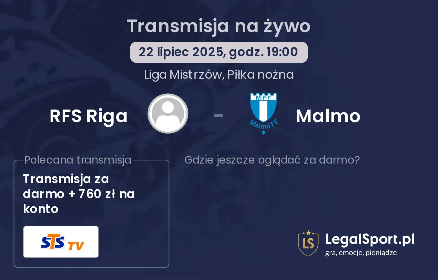 RFS Riga - Malmo gdzie oglądać?