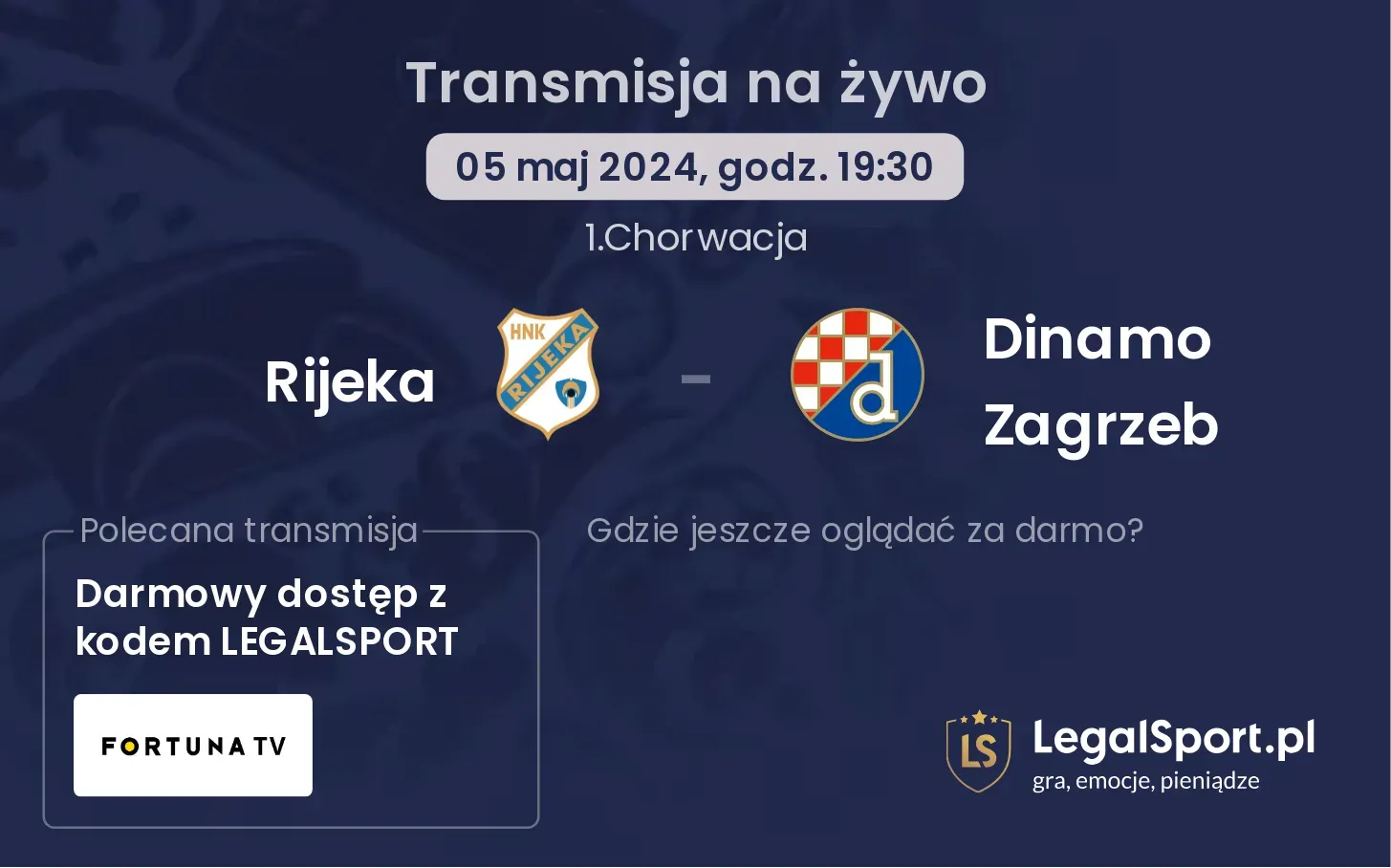 Rijeka - Dinamo Zagrzeb transmisja na żywo