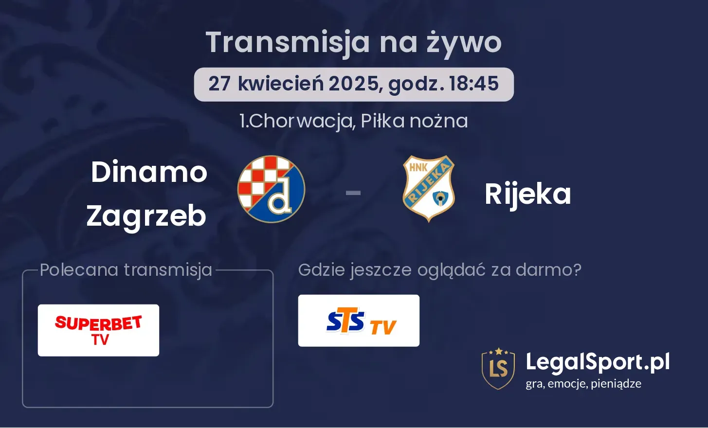 Dinamo Zagrzeb - Rijeka gdzie oglądać?
