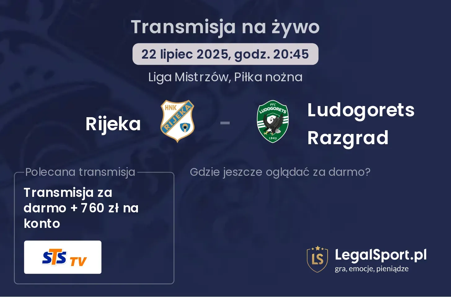 Rijeka - Ludogorets Razgrad gdzie oglądać?