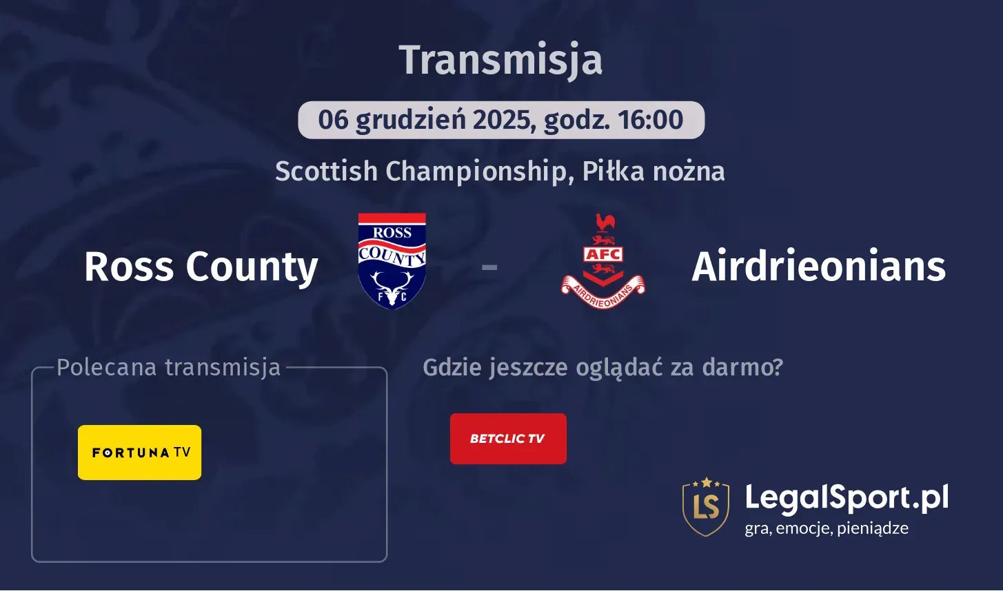 Ross County - Airdrieonians Transmisje