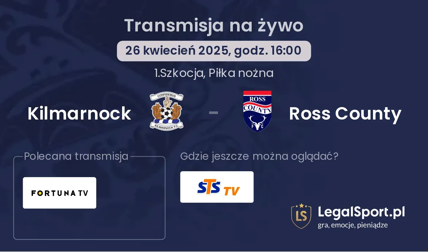 Kilmarnock - Ross County gdzie oglądać?